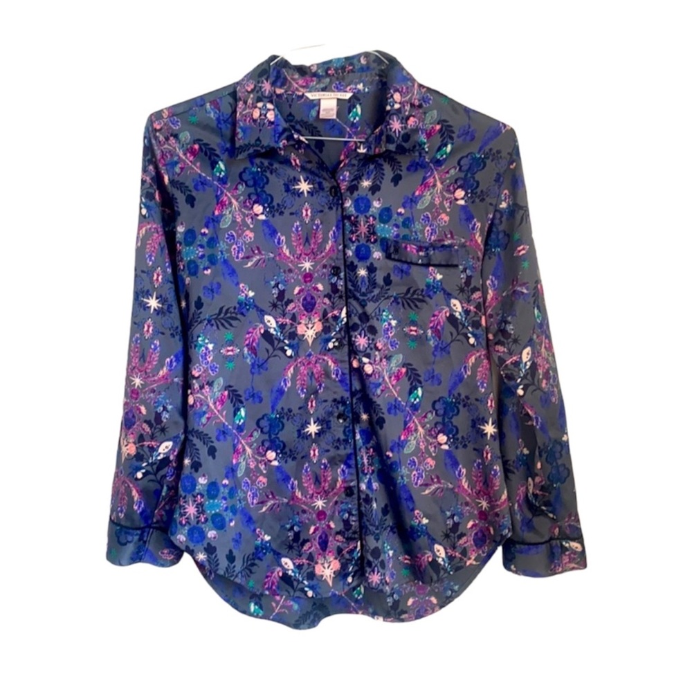 Victoria's Secret Sleep shirt pj floral Cami button down Size S purple